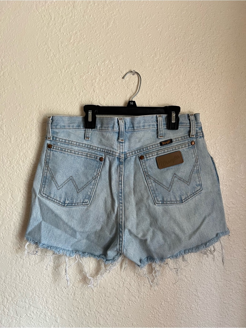 Wrangler Light Wash Frayed Hem Denim Shorts